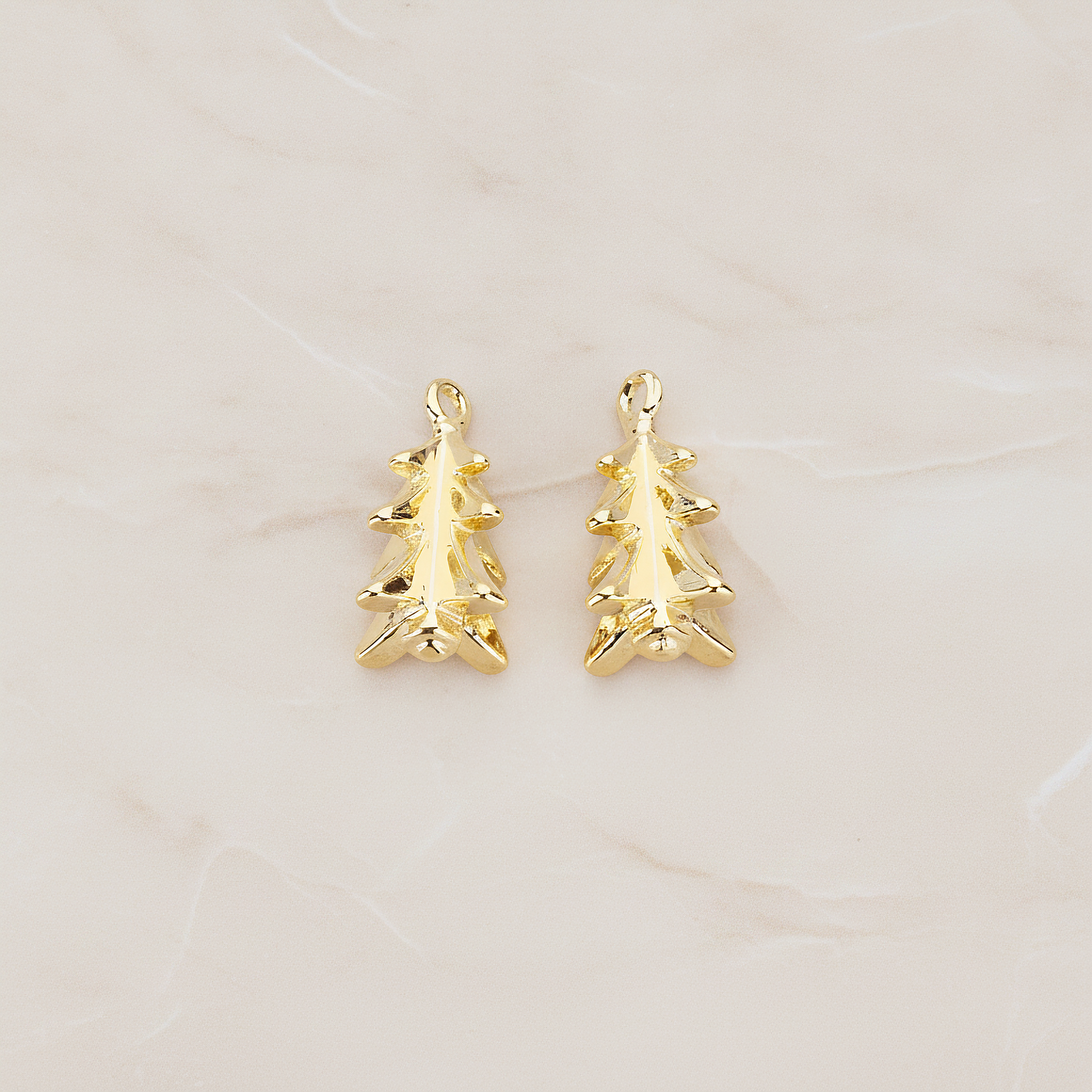 X-MAS Tree Ornament Tree Pendant, 2 Pc on warm marble background (PD.1177)