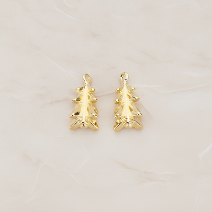 X-MAS Tree Ornament Tree Pendant, 2 Pc on warm marble background (PD.1177)