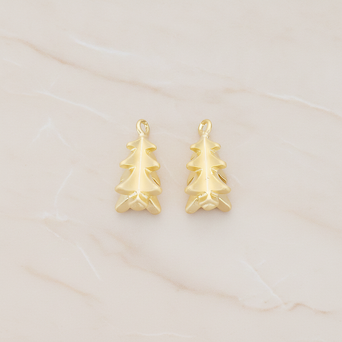 X-MAS Tree Ornament Tree Pendant, 2 Pc on warm marble background (PD.1177)