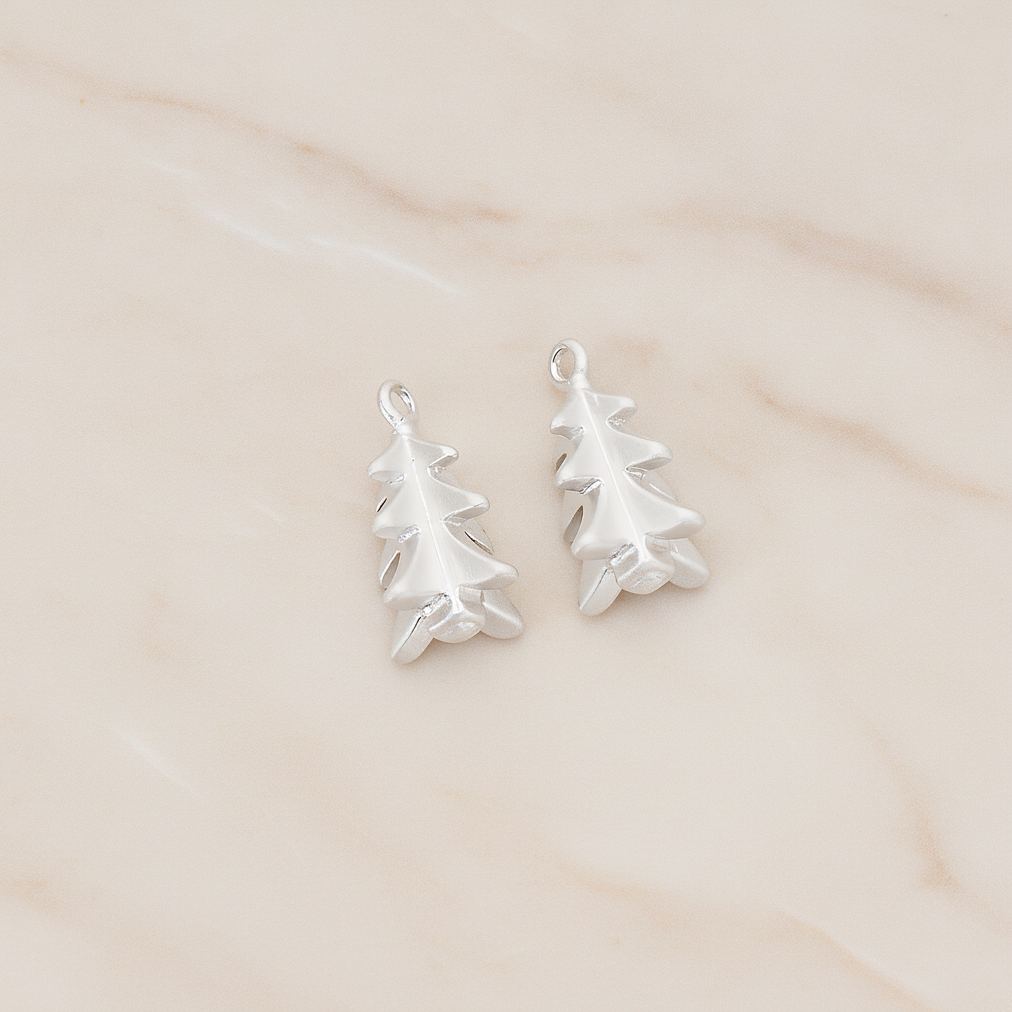 X-MAS Tree Ornament Tree Pendant, 2 Pc on warm marble background (PD.1177)