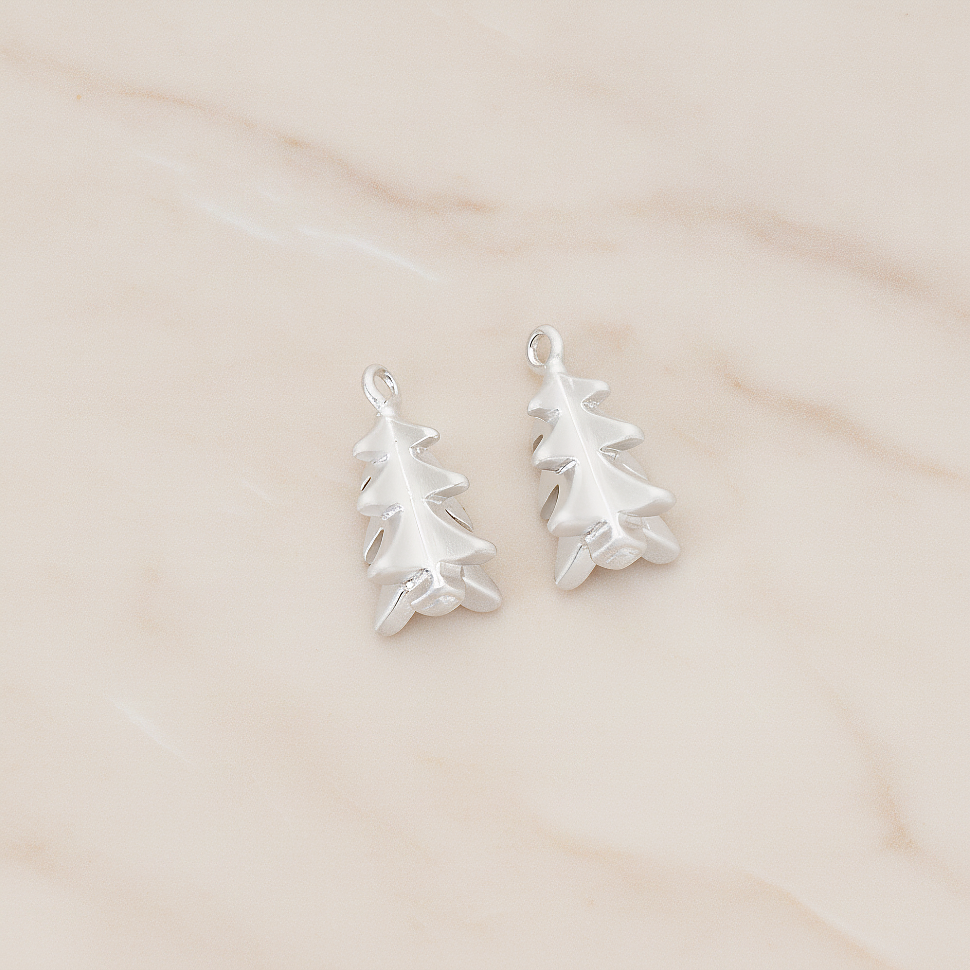 X-MAS Tree Ornament Tree Pendant, 2 Pc on warm marble background (PD.1177)