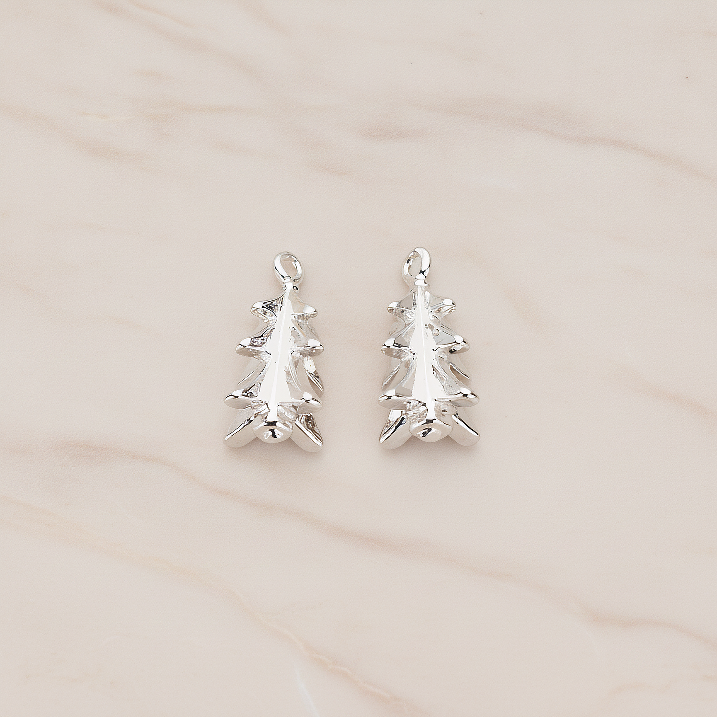 X-MAS Tree Ornament Tree Pendant, 2 Pc on warm marble background (PD.1177)
