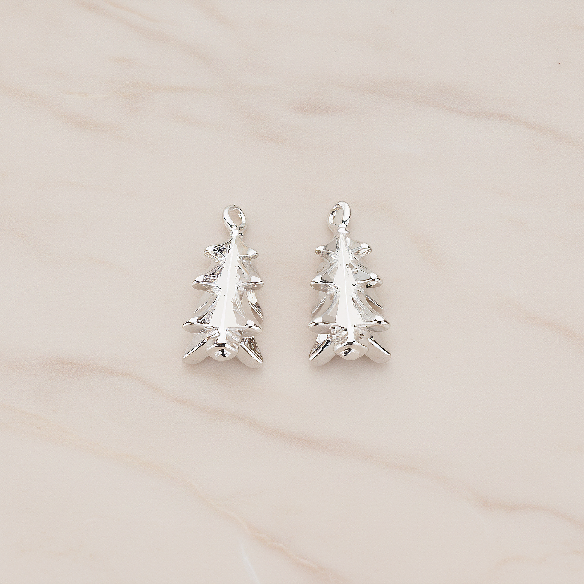 X-MAS Tree Ornament Tree Pendant, 2 Pc on warm marble background (PD.1177)