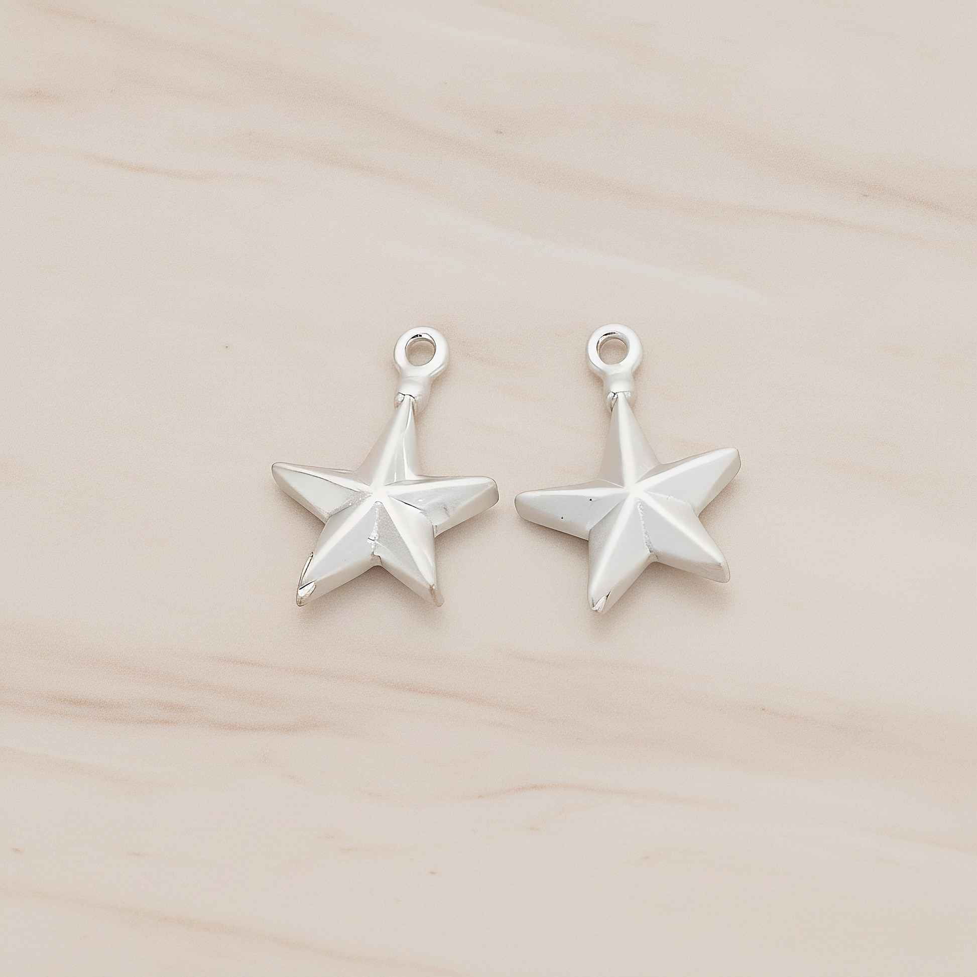 X-MAS Tree Ornament Star Pendant, 2 Pc on warm marble background (PD.1178)