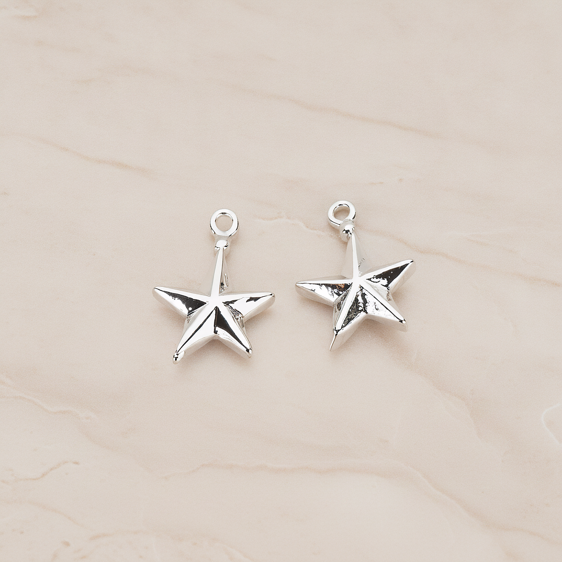 X-MAS Tree Ornament Star Pendant, 2 Pc on warm marble background (PD.1178)