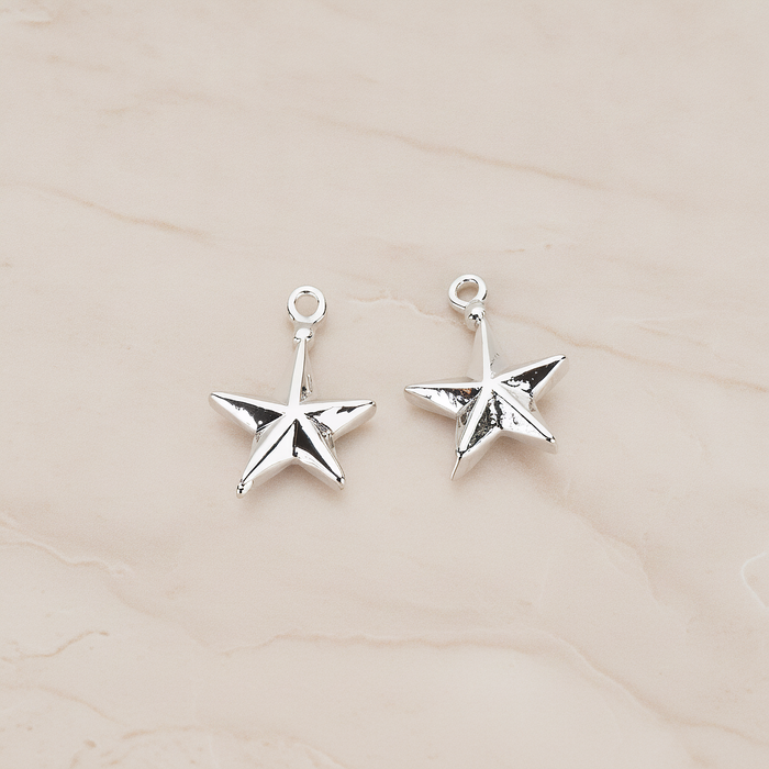 X-MAS Tree Ornament Star Pendant, 2 Pc on warm marble background (PD.1178)