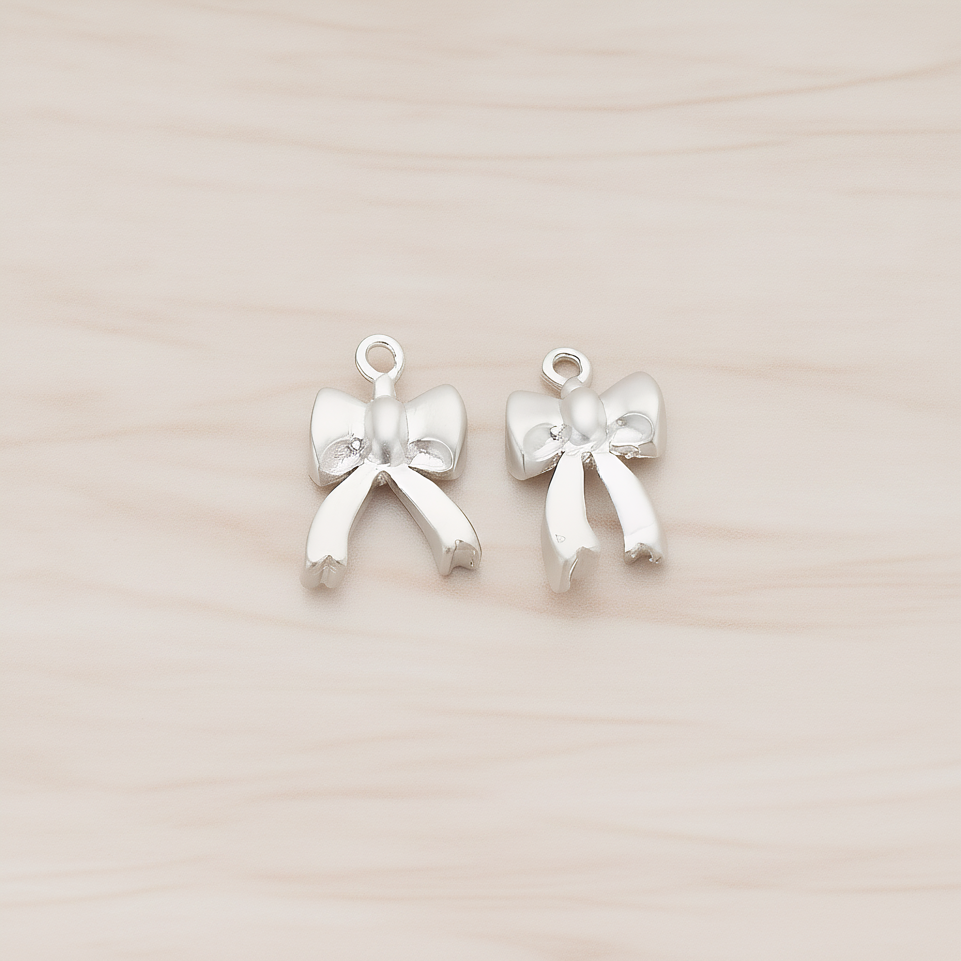 X-MAS Tree Ornament Ribbon Pendant, 2 Pc on warm marble background (PD.1179)