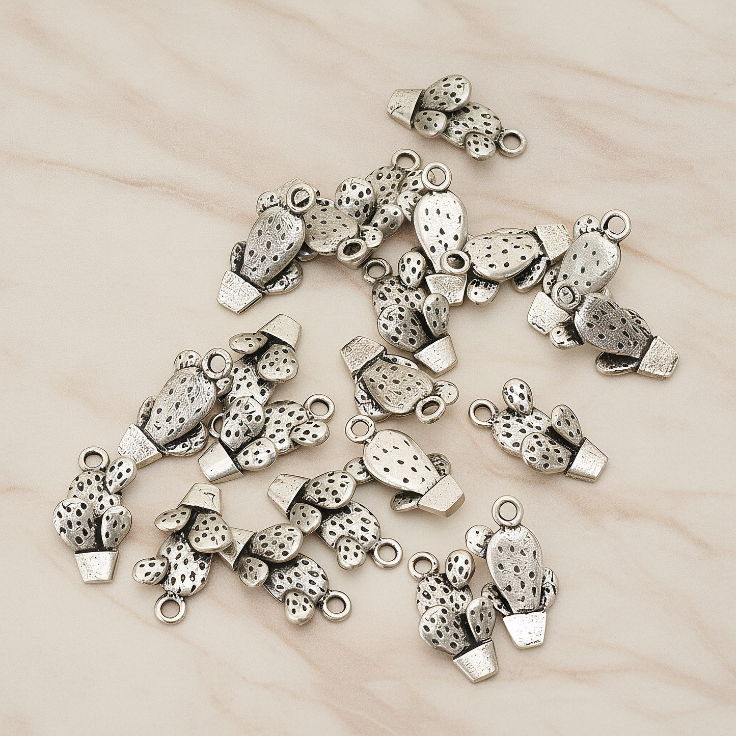Cactus Pot Pendant, 2 Pc on warm marble background (PD.1195)