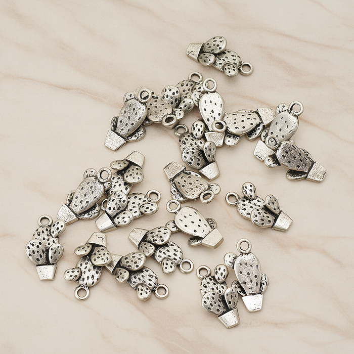 Cactus Pot Pendant, 2 Pc on warm marble background (PD.1195)