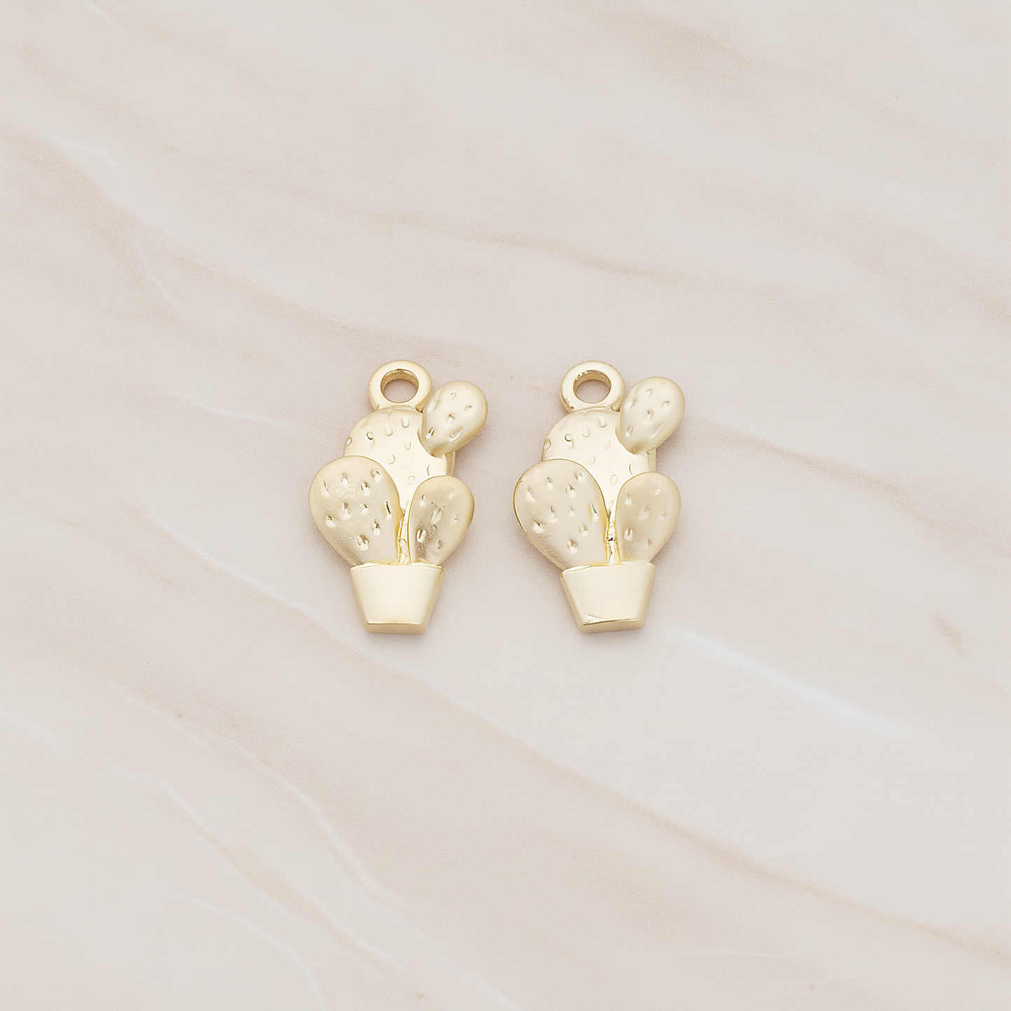 Cactus Pot Pendant, 2 Pc on warm marble background (PD.1195)