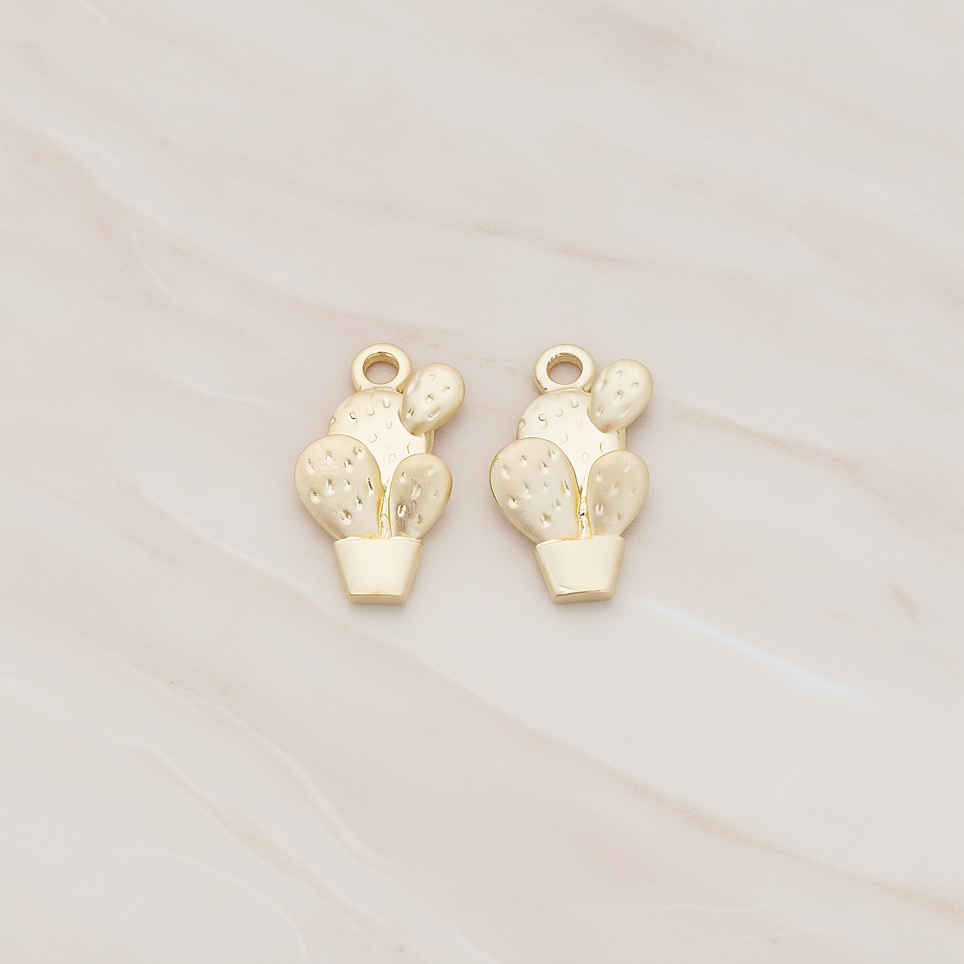 Cactus Pot Pendant, 2 Pc on warm marble background (PD.1195)