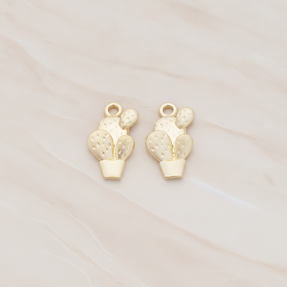 Cactus Pot Pendant, 2 Pc on warm marble background (PD.1195)