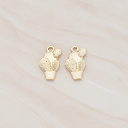 Cactus Pot Pendant, 2 Pc on warm marble background (PD.1195)