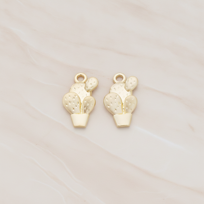 Cactus Pot Pendant, 2 Pc on warm marble background (PD.1195)