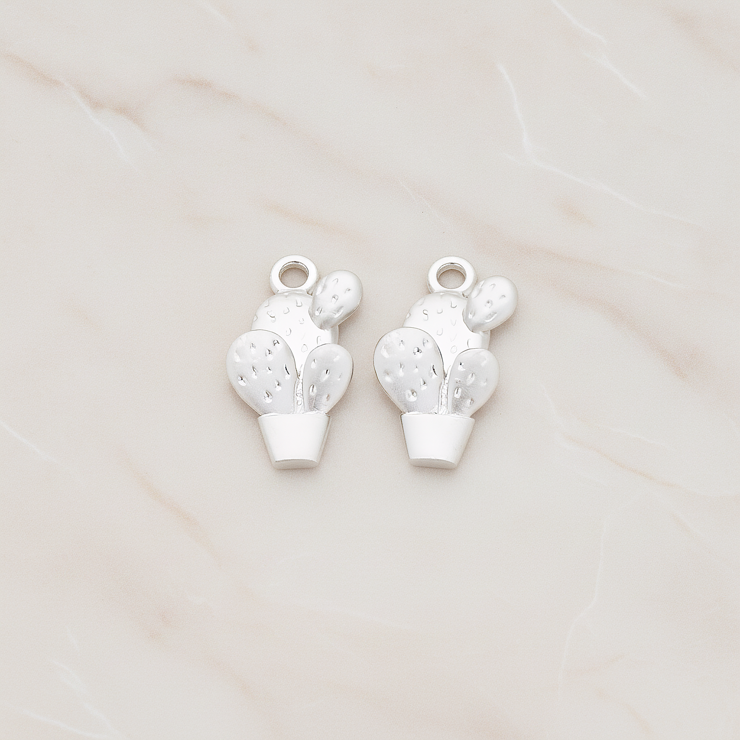 Cactus Pot Pendant, 2 Pc on warm marble background (PD.1195)