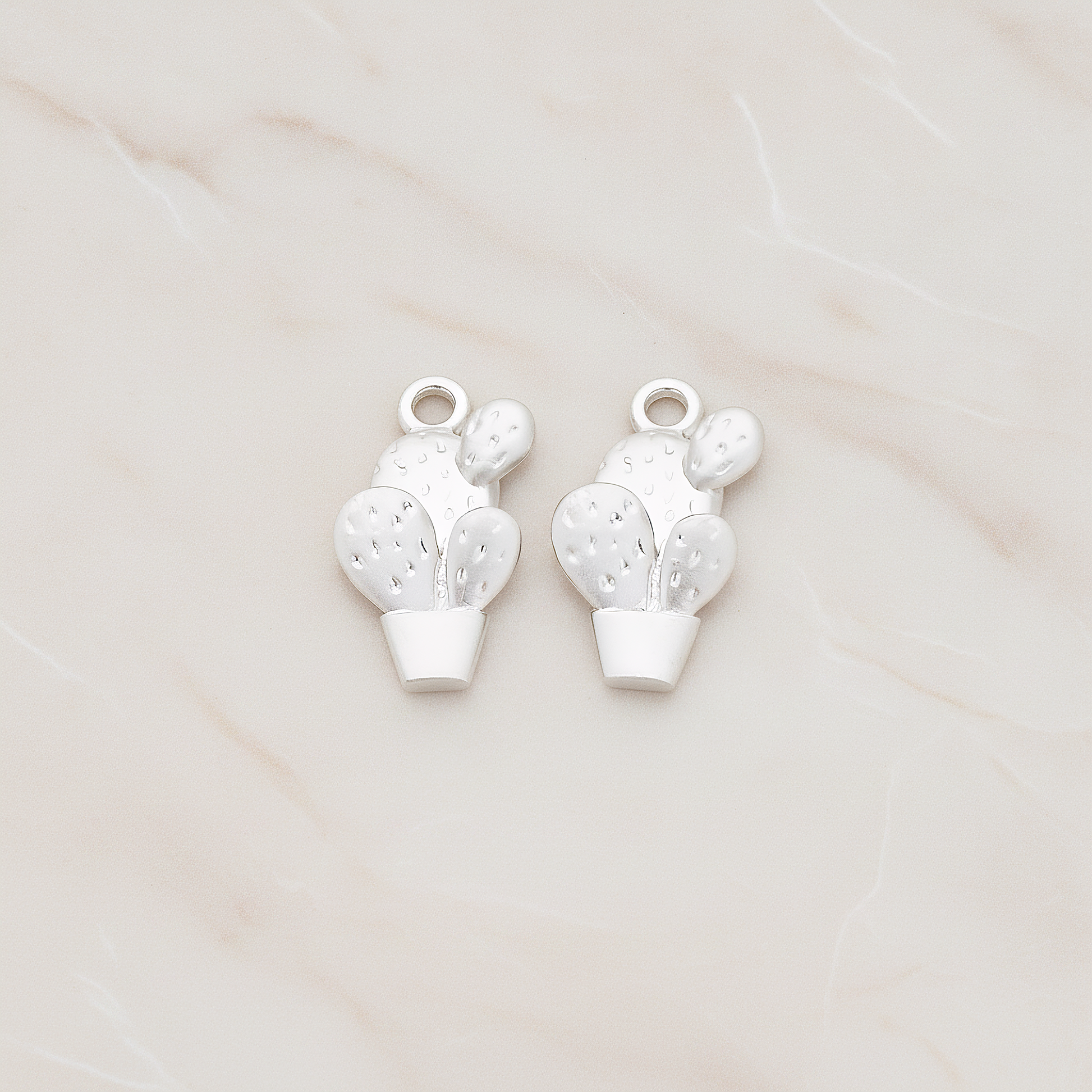 Cactus Pot Pendant, 2 Pc on warm marble background (PD.1195)