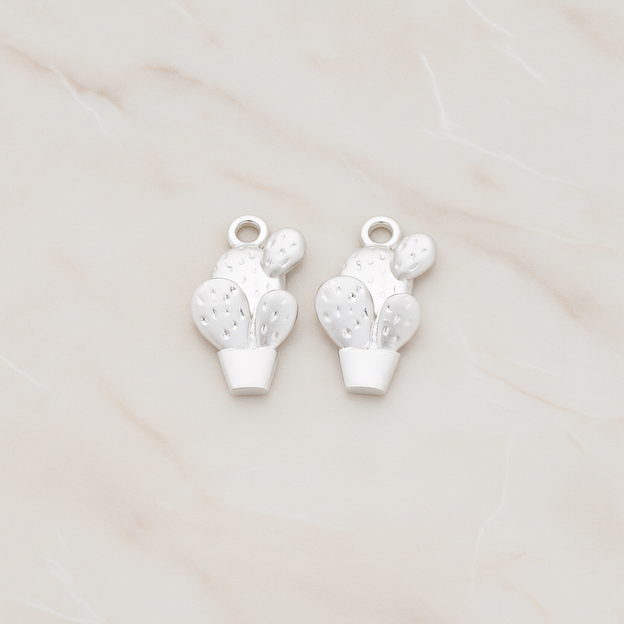 Cactus Pot Pendant, 2 Pc on warm marble background (PD.1195)
