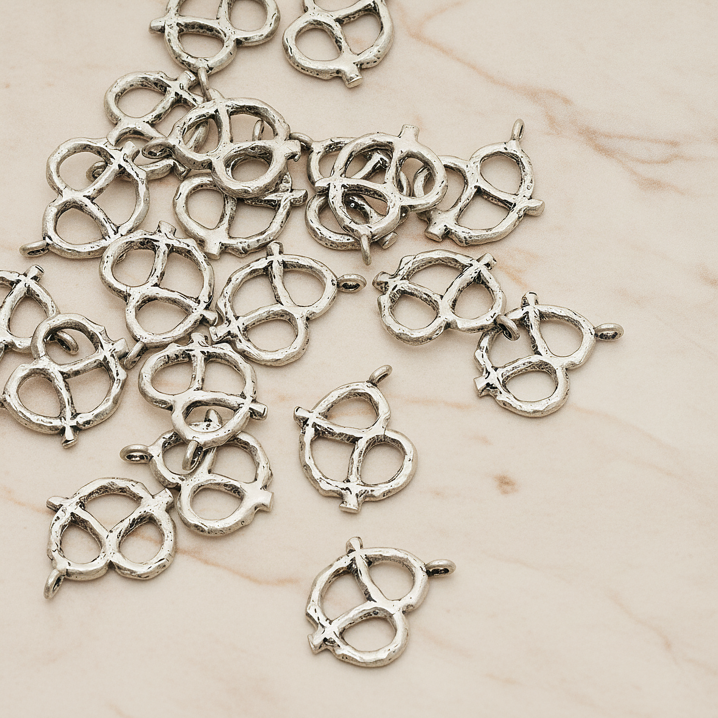 Pretzel Pendant, 2 Pc on warm marble background (PD.1198)