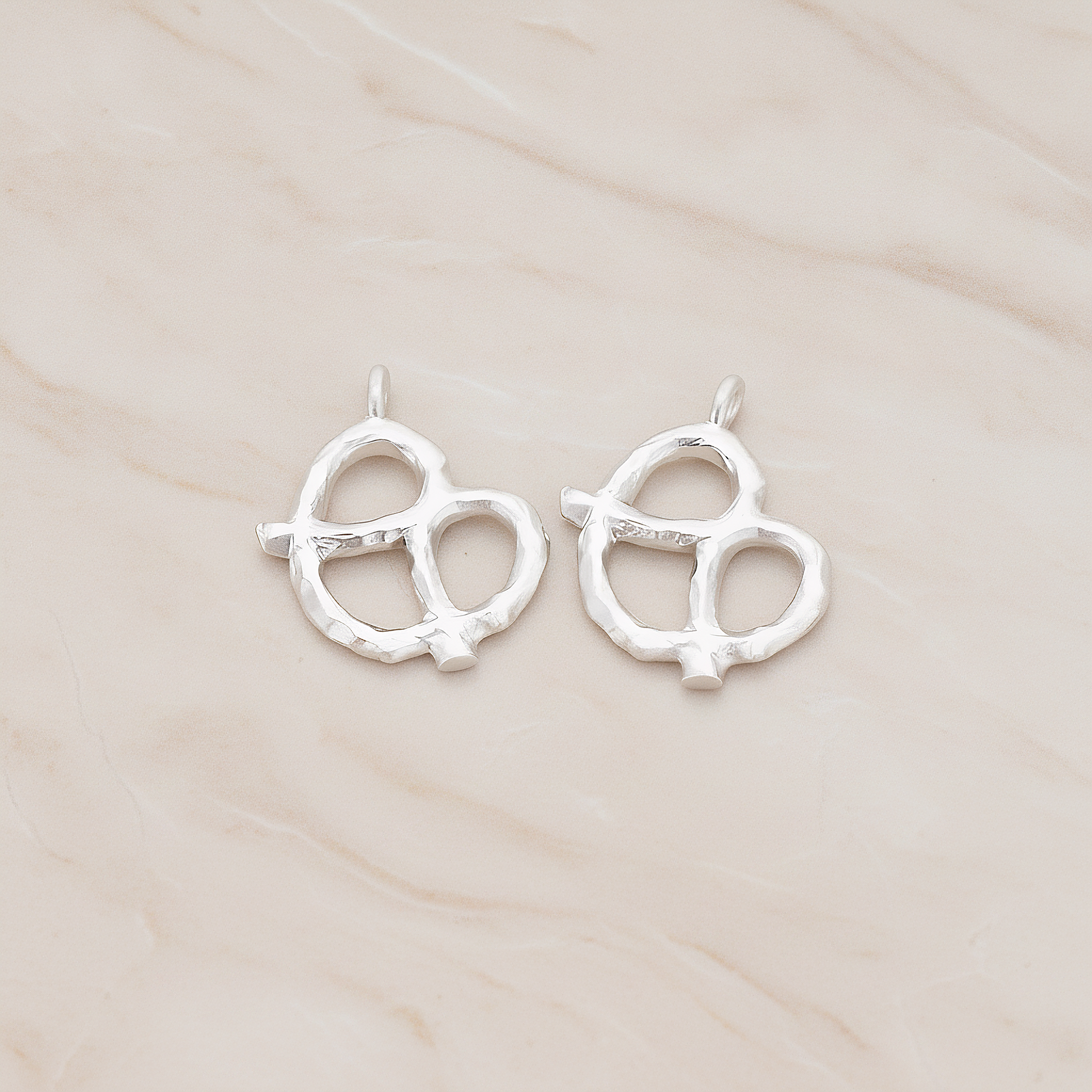 Pretzel Pendant, 2 Pc on warm marble background (PD.1198)