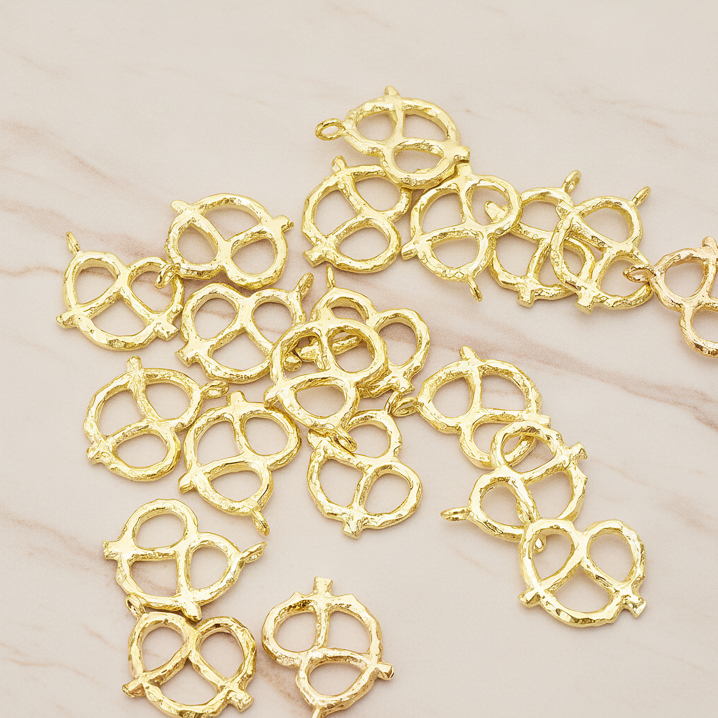 Pretzel Pendant, 2 Pc on warm marble background (PD.1198)