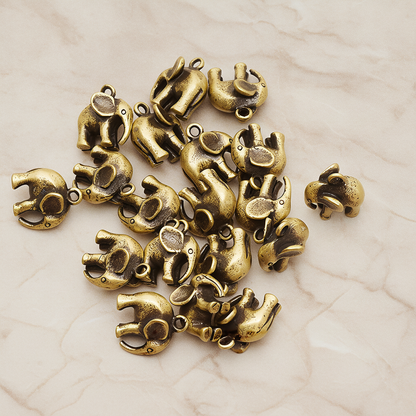 3D Baby Elephant Pendant, 2 Pc on warm marble background (PD.1202)