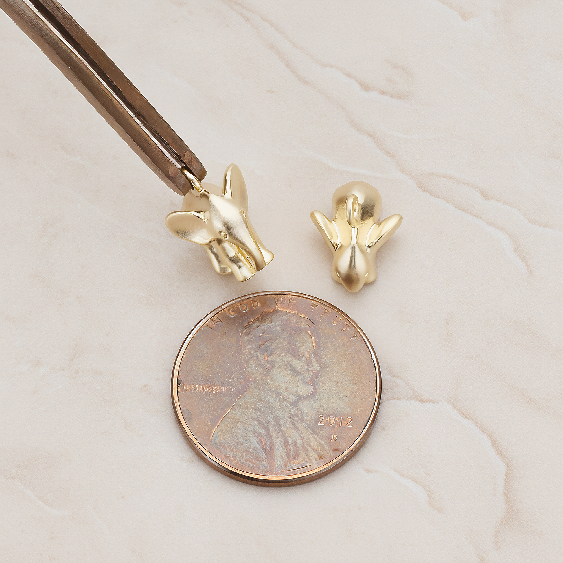3D Baby Elephant Pendant, 2 Pc on warm marble background (PD.1202)