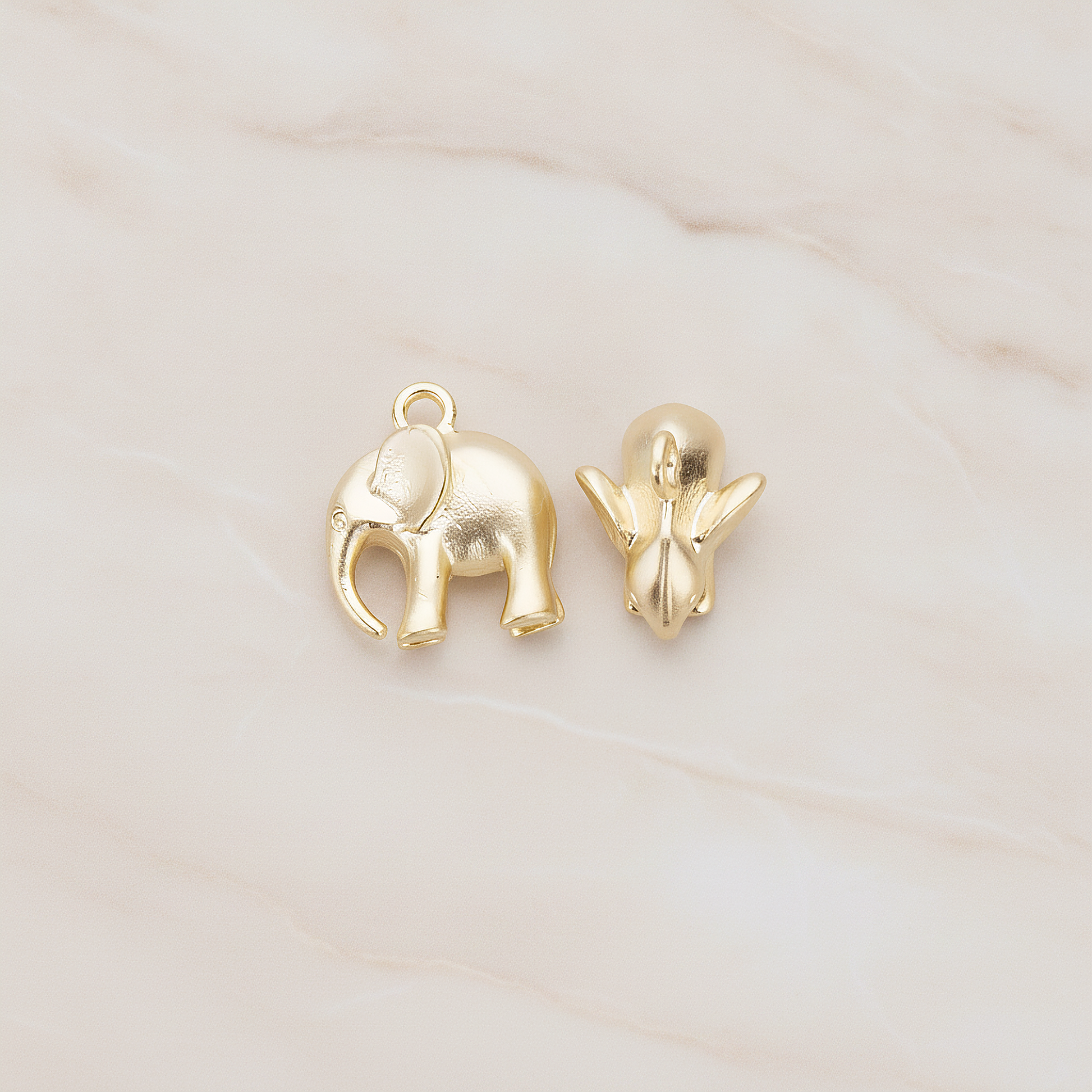 3D Baby Elephant Pendant, 2 Pc on warm marble background (PD.1202)