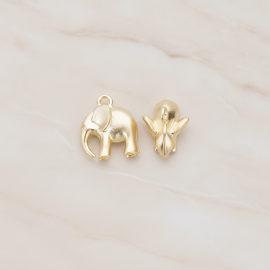 3D Baby Elephant Pendant, 2 Pc on warm marble background (PD.1202)