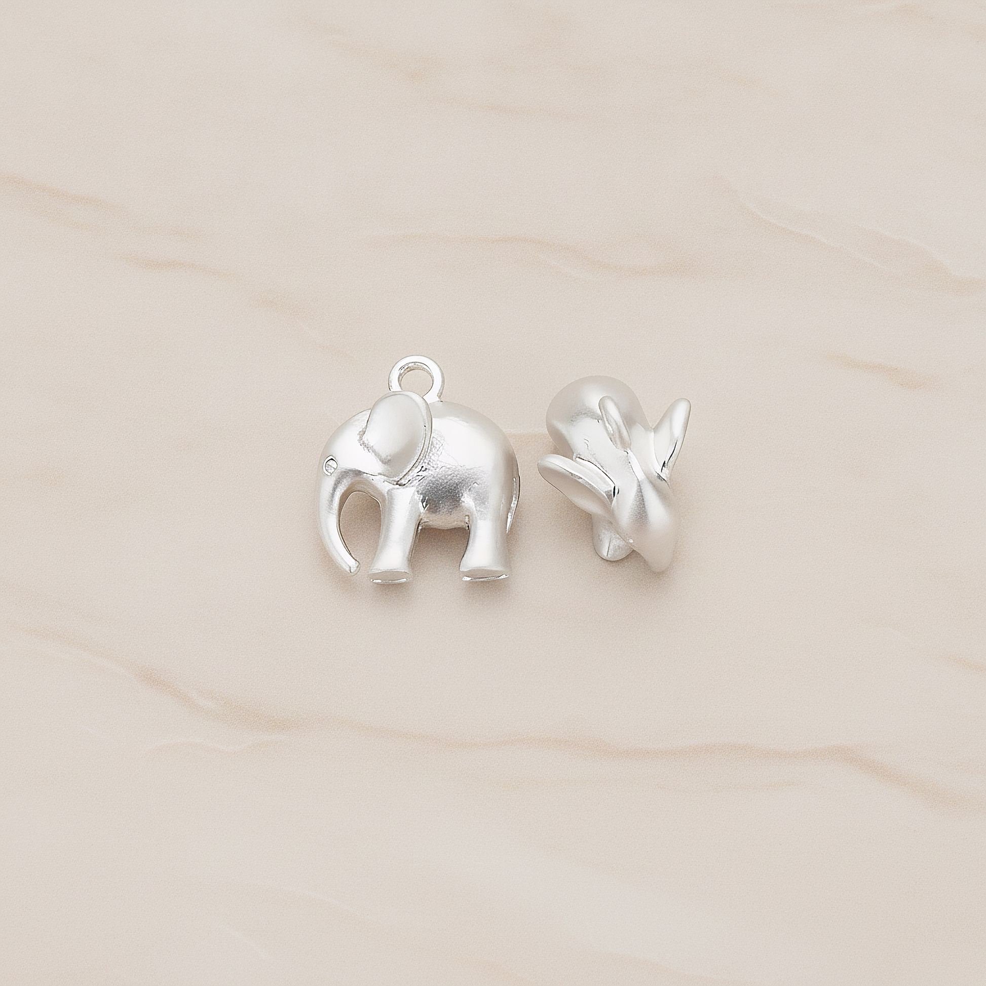 3D Baby Elephant Pendant, 2 Pc on warm marble background (PD.1202)