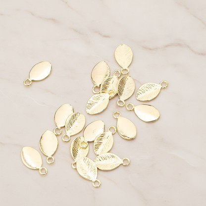 Mini Oval Leaf Pendant, 6 Pc on warm marble background (PD.1208)