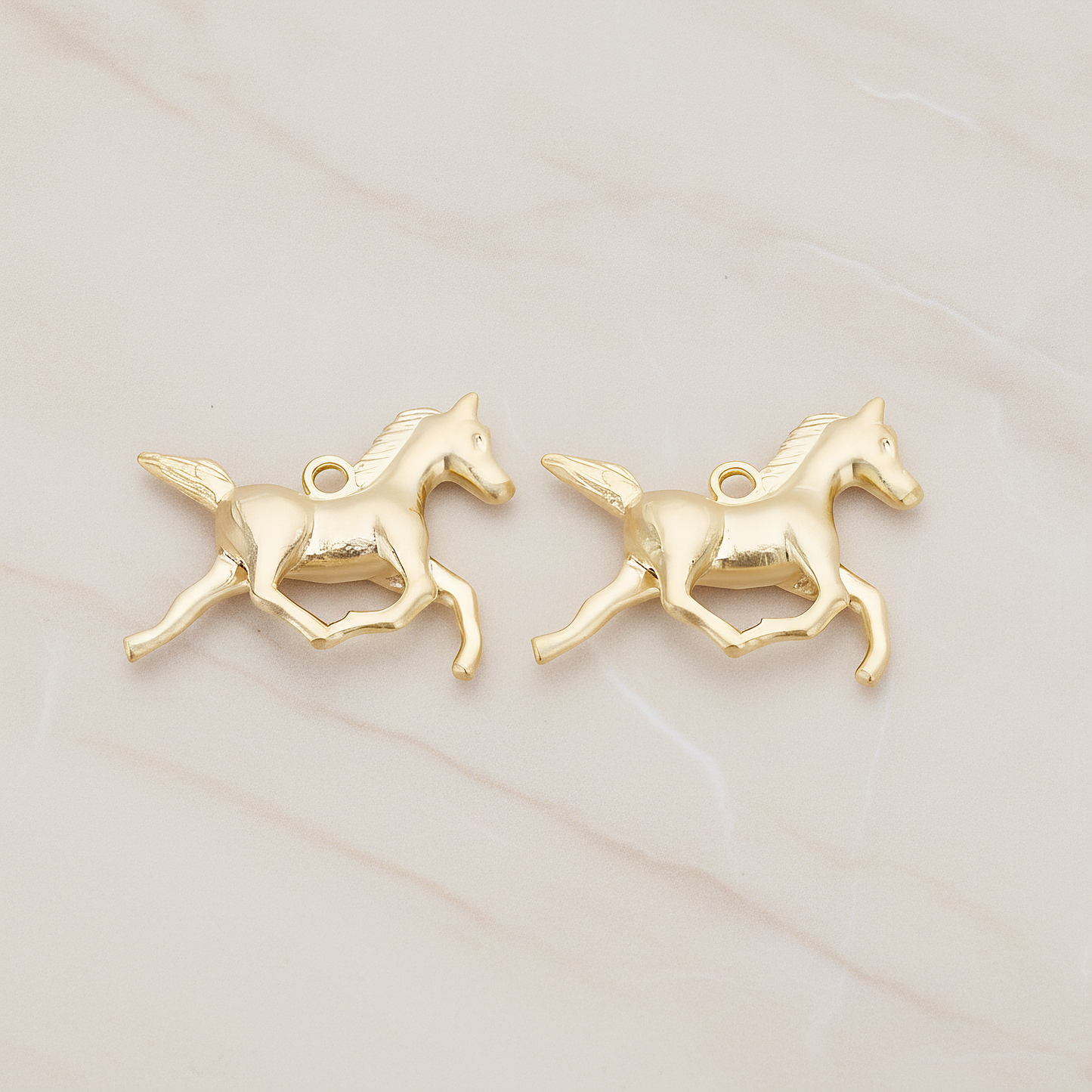 Stallion Horse Pendant, 2 Pc on warm marble background (PD.1209)