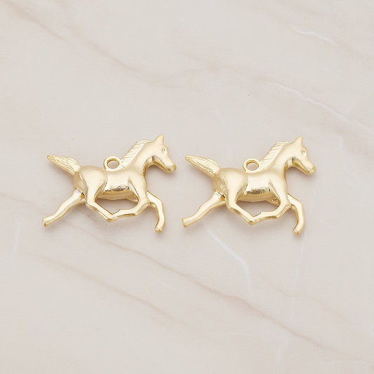 Stallion Horse Pendant, 2 Pc on warm marble background (PD.1209)