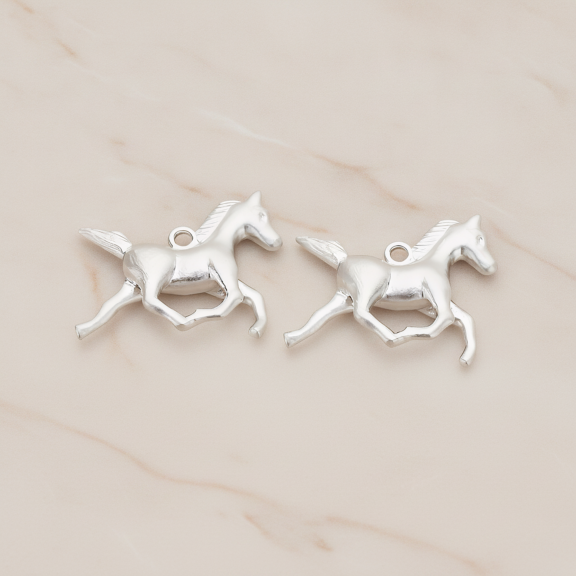 Stallion Horse Pendant, 2 Pc on warm marble background (PD.1209)