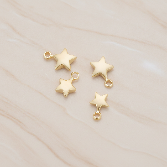 Mini 3D Star Pendant, 4 Pc on warm marble background (PD.1211)