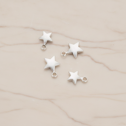 Mini 3D Star Pendant, 4 Pc on warm marble background (PD.1211)