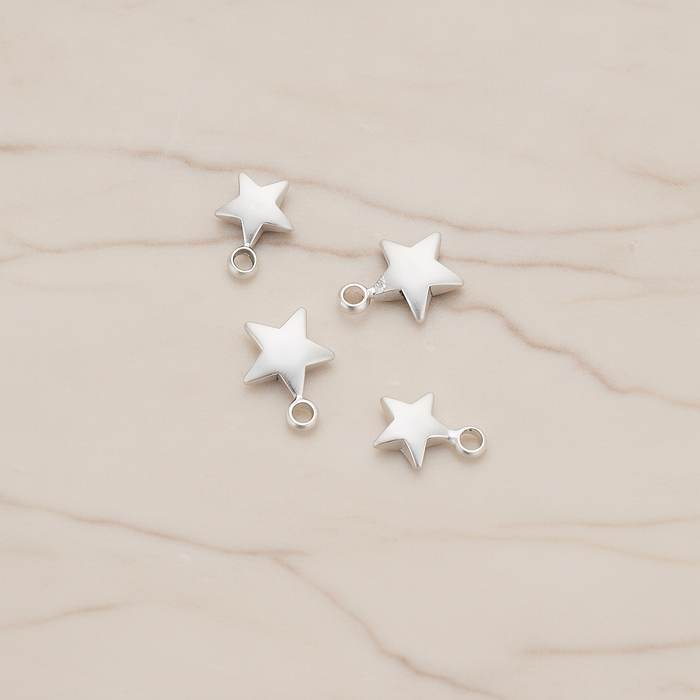 Mini 3D Star Pendant, 4 Pc on warm marble background (PD.1211)