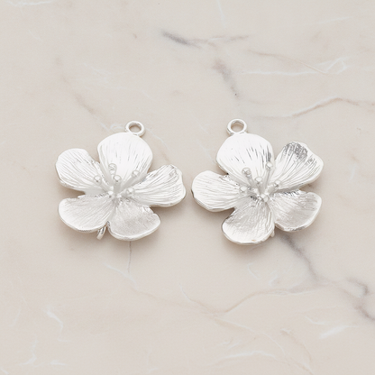 Five Brushed Petal Flower Pendant, 2 Pc on warm marble background (PD.1213-01)