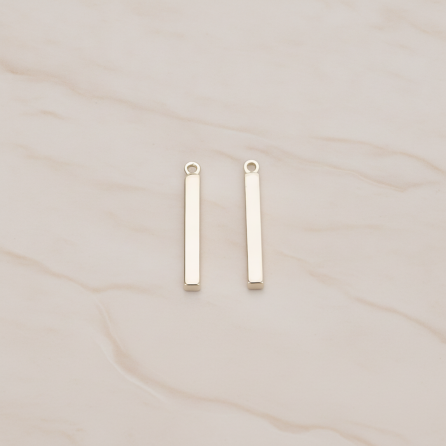 Mini Short Rectangle Bar Pendant, 4 Pc on warm marble background (PD.1228)