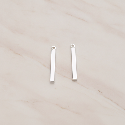 Mini Short Rectangle Bar Pendant, 4 Pc on warm marble background (PD.1228)