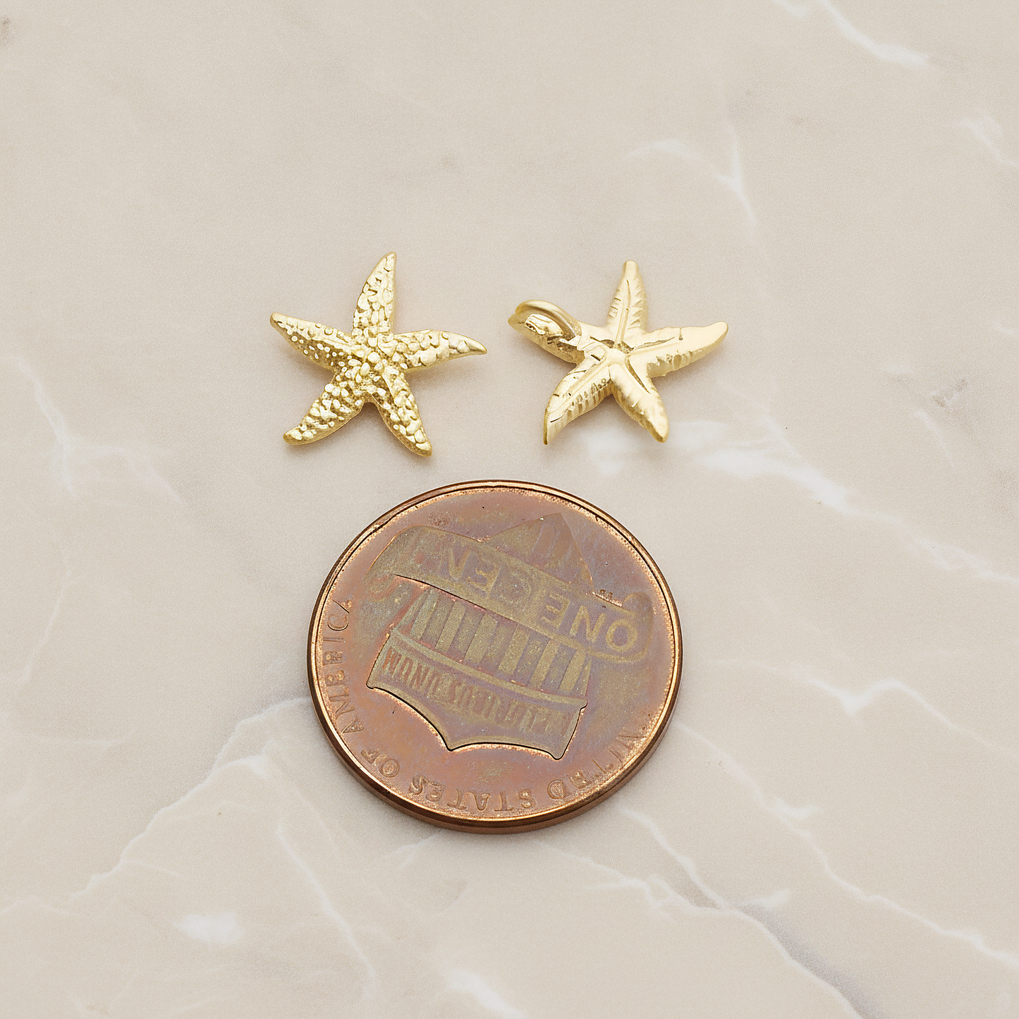 Starfish Ver.1 Pendant, 2 Pc on warm marble background (PD.1234-01)