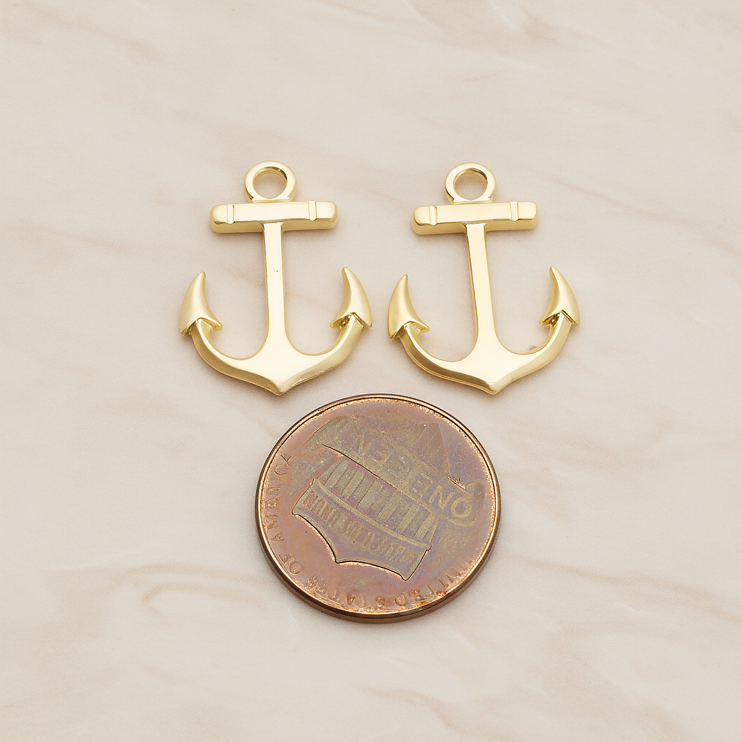 Large Anchor Pendant, 2 Pc on warm marble background (PD.1235)