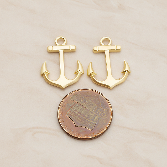 Large Anchor Pendant, 2 Pc on warm marble background (PD.1235)