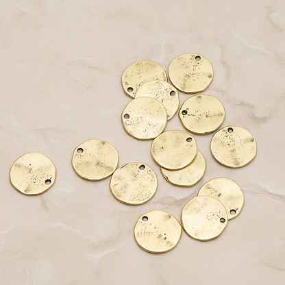 Uneven Circle Round Disk Pendant, 2 Pc on warm marble background (PD.1236)