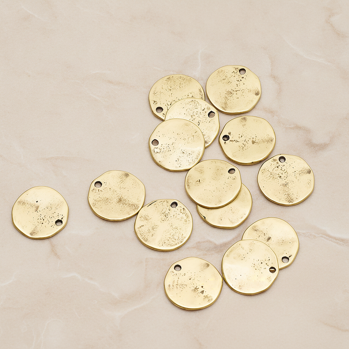 Uneven Circle Round Disk Pendant, 2 Pc on warm marble background (PD.1236)