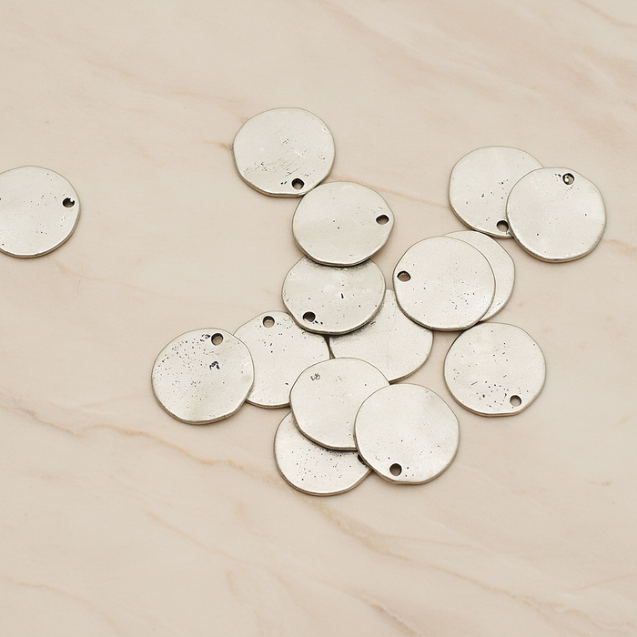 Uneven Circle Round Disk Pendant, 2 Pc on warm marble background (PD.1236)