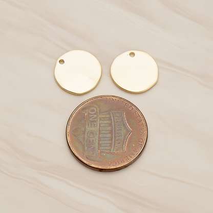 Uneven Circle Round Disk Pendant, 2 Pc on warm marble background (PD.1236)