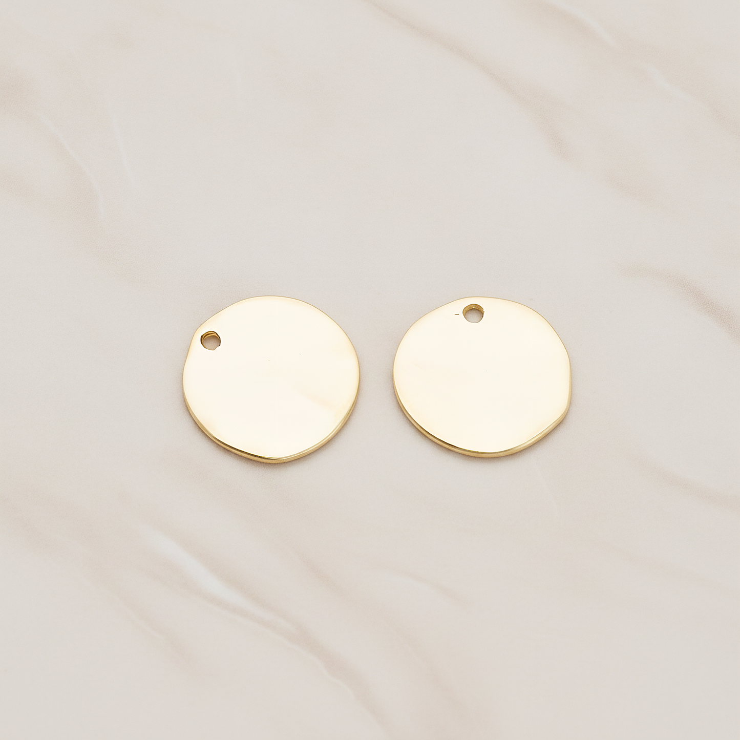 Uneven Circle Round Disk Pendant, 2 Pc on warm marble background (PD.1236)