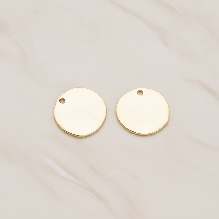 Uneven Circle Round Disk Pendant, 2 Pc on warm marble background (PD.1236)