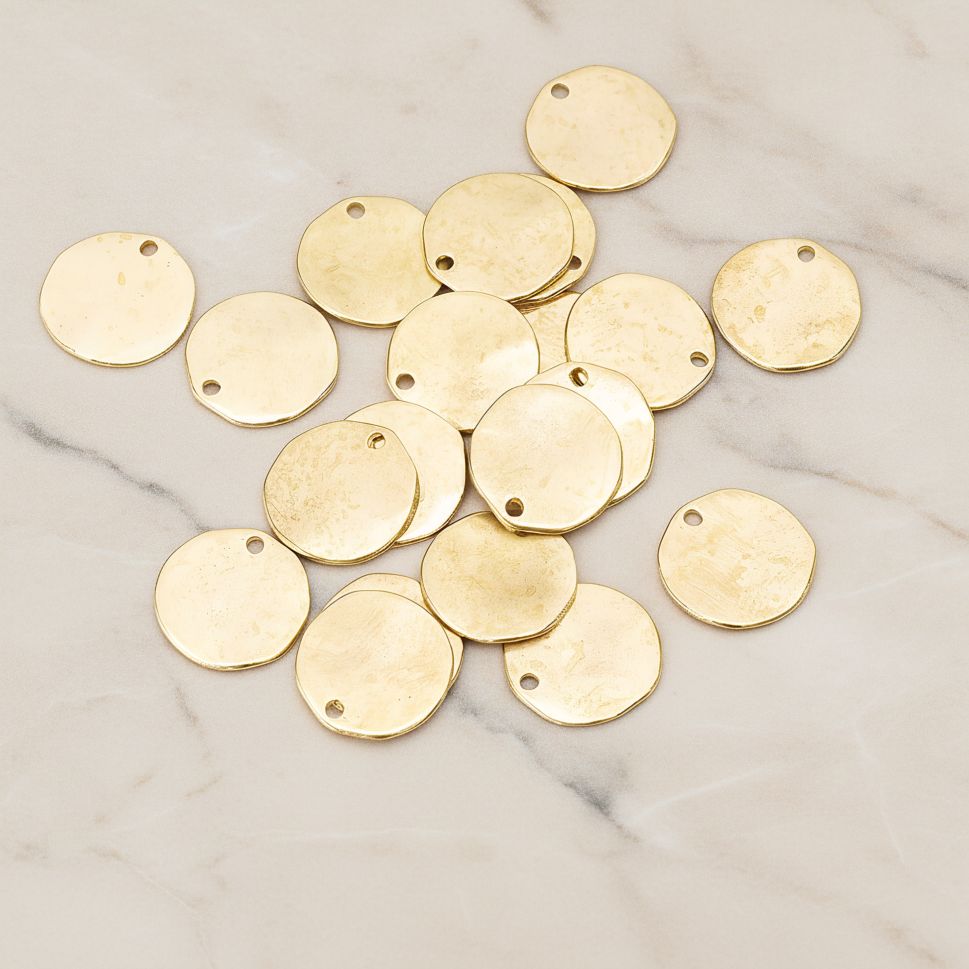 Uneven Circle Round Disk Pendant, 2 Pc on warm marble background (PD.1236)
