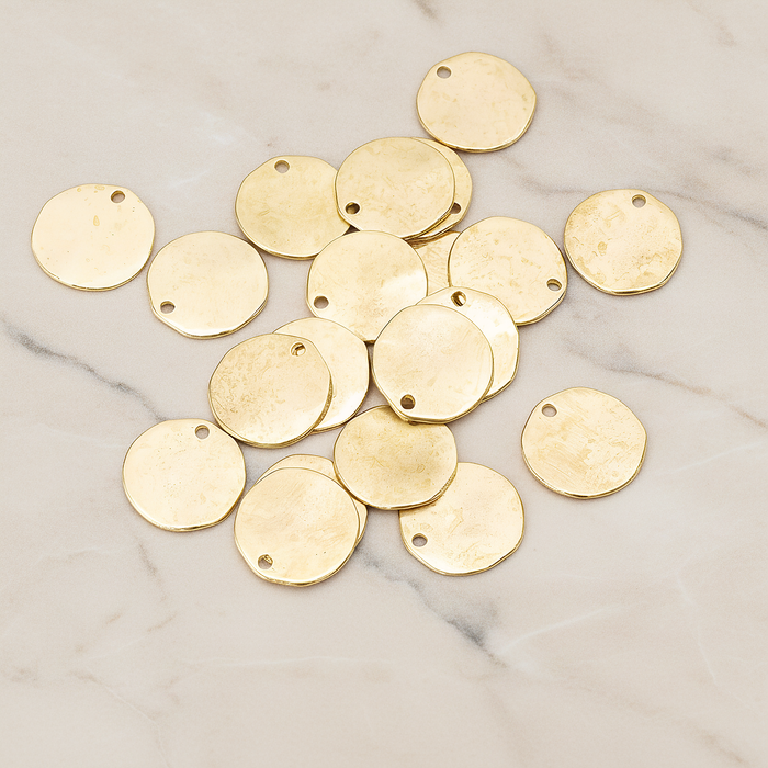Uneven Circle Round Disk Pendant, 2 Pc on warm marble background (PD.1236)
